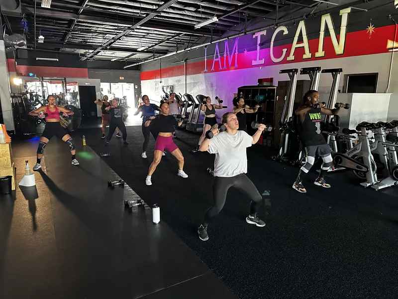 Dumbbell Rock class in action at Fitness Explosion