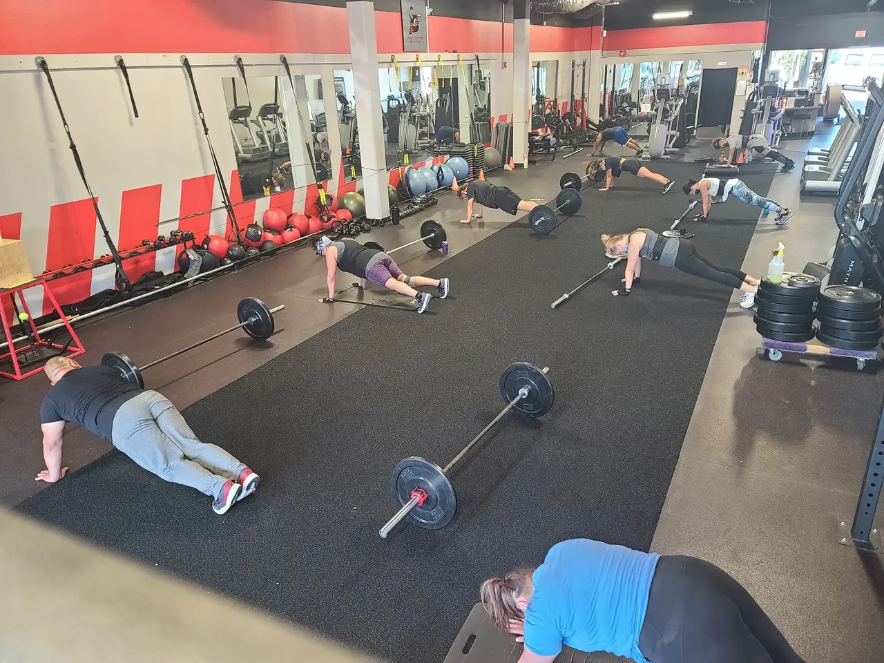 Barbells on the gym floor — ready for training