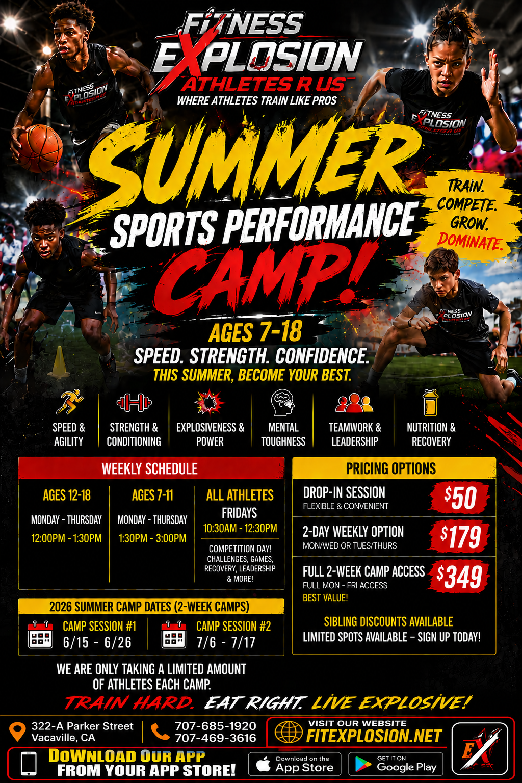 FE Summer Sports Performance Camp 2026 — Session pricing